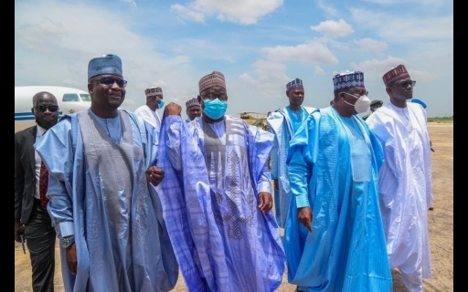 PHOTO NEWS - Senate President pays condolence visit to Shehu of Borno, Kingibe family